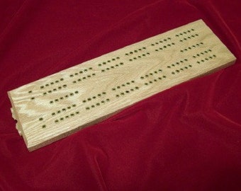 Cribbage Board 2 Player Oak W Raised Brass Peg Holes Made By Disabled Vet Cribbage Board 2 Player Oak W Raised Brass Peg Holes Made By Disabled Vet