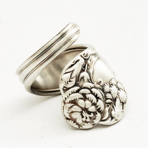 Spoon Ring Vintage Carnation Art Nouveau Sterling by Spoonier