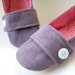 Women's Slippers - Purple, Red and White House Slippers with Decorative Straps and Buttons