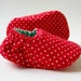 Reversible Baby Booties in Red, White, and Aqua with Polka Dots - Sizes 1-4