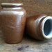 Vintage English Brown Stoneware Vase Pair / English Shop