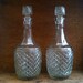 Vintage English Large Pressed Glass Decanters, Pair of Two