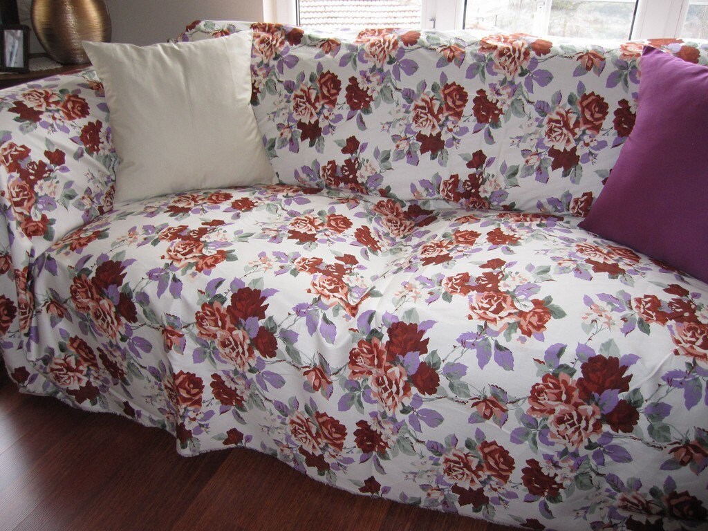 sale Floral Sofa throw cover couch coverlet large by nurdanceyiz