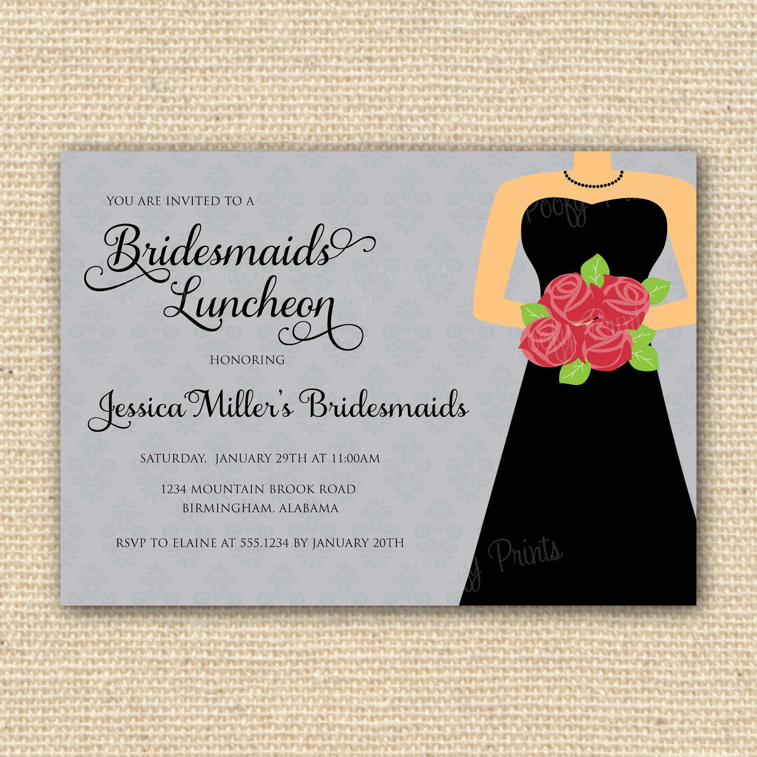 Bridesmaids Luncheon Invitation Bridal Brunch DIY by PoofyPrints