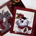 Quilted Mug Rug - Rich Red and Gray - Cat Lovers- Set of 2