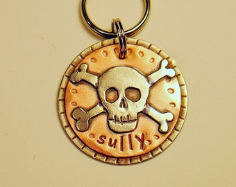 Custom dog tag- personalized mixed metal tag for your pet- the Menacing Pup