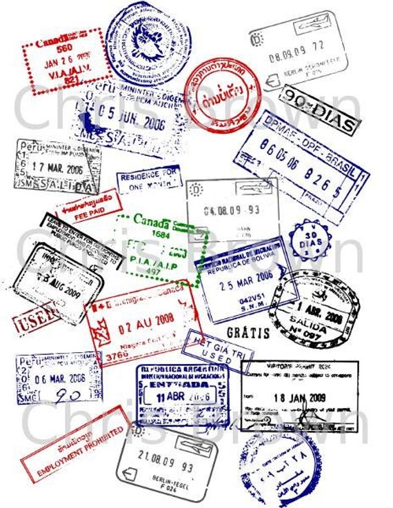 World Passport Stamps Collage