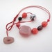 mauve pink coral beaded necklace - mauve and coral tones - cotton thread - gift for her - free shipping - gift for her