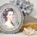 cameo portrait felt brooch - felt grey and emerald green brooch - lady portrait - wool felt - gift