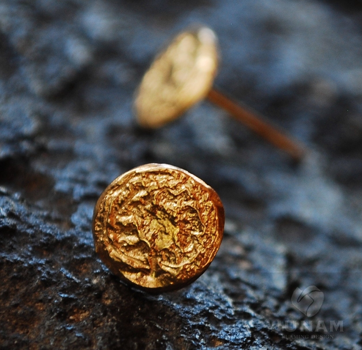 Gold Stud Earrings 24 karat plated wedding jewelry bridal