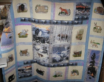 Embroidered Wildlife of northwest quilt FREE SHIPPING