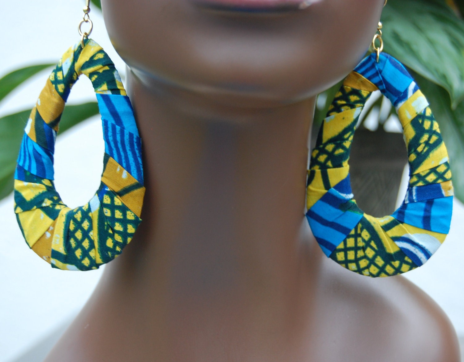 Large Afrocentric African Fabric Earrings 8667