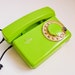 Vintage 70s dial rotary phone electric lime green white dial