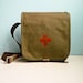 Vintage Red Cross Medic Military Bag Messenger Green Canvas Leather Army