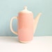 Vintage Ceramic Teapot Pink White Bicolor Houseware Decor
