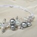 Silver, white, and crystal glass beads, white cotton cord, Necklace for weddings