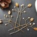 Hair Pins Bridal Wedding Romantic Golden Olive Leaf Swarovski Pearls Crystals Hair Accessory