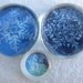 Glass Pebble Magnets - Snow Flakes - Set of 3 - Winter - Holiday - Blue - White - Christmas Gift - X-mas