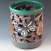 Vase/Luminair/Orchid Pot With Butterflies, Flowers, And Swirl Design