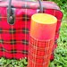 vintage aladdin plaid picnic stadium lunch tote, thermos, and sandwich saver.