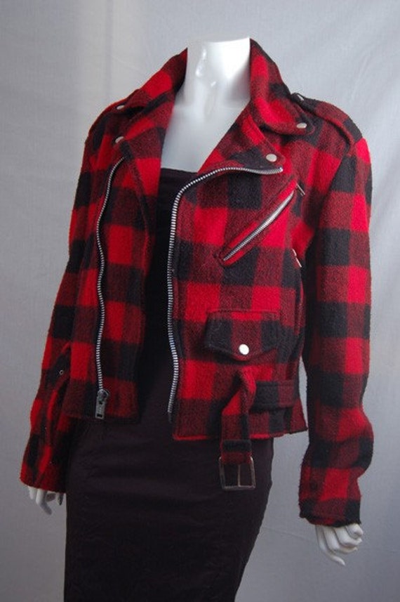 Red Buffalo Plaid Motorcycle Jacket Reserved for Hexahedral