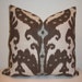 20 x 20 Brown and Blue Ikat Designer Pillow Cover - Decorative Throw Pillow