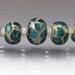 Lampwork glass bead set teal aqua round beads Sea Rocks Anne Londez