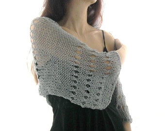 GRAY COTTON SHRUG ....Elegant Hand Knitted Summer Shrug