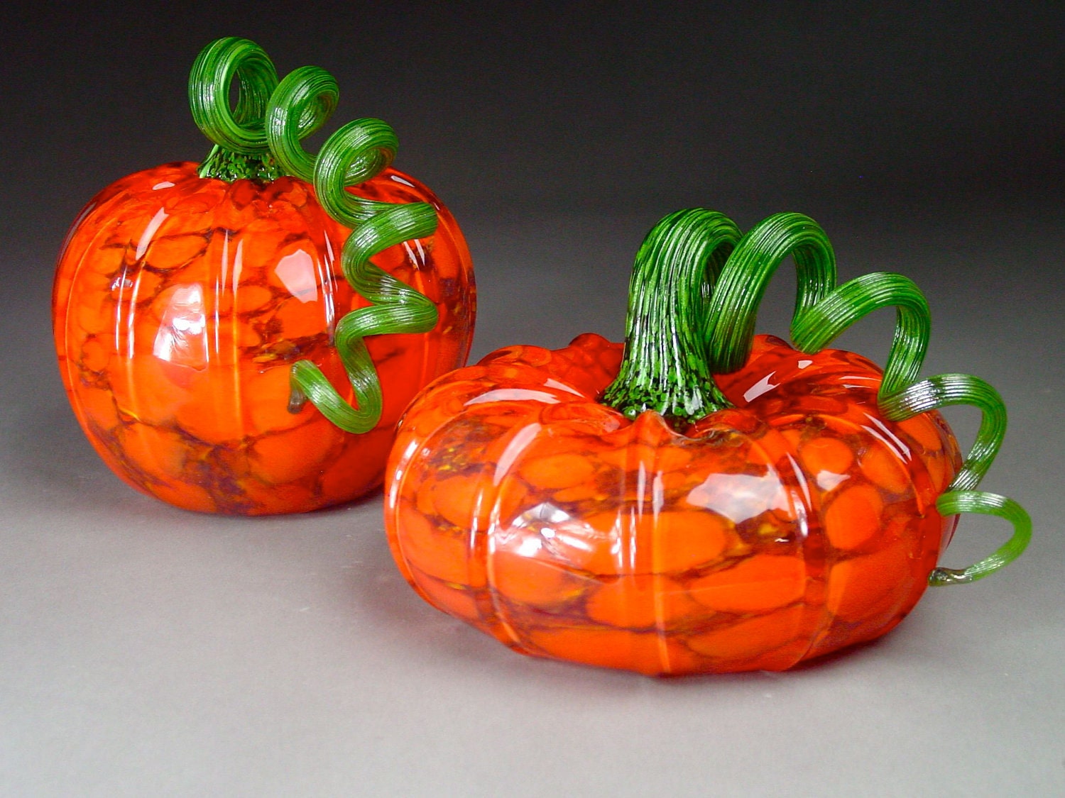 Hand Blown Glass Pumpkin Garden Mix Orange by dunnikerdesigns