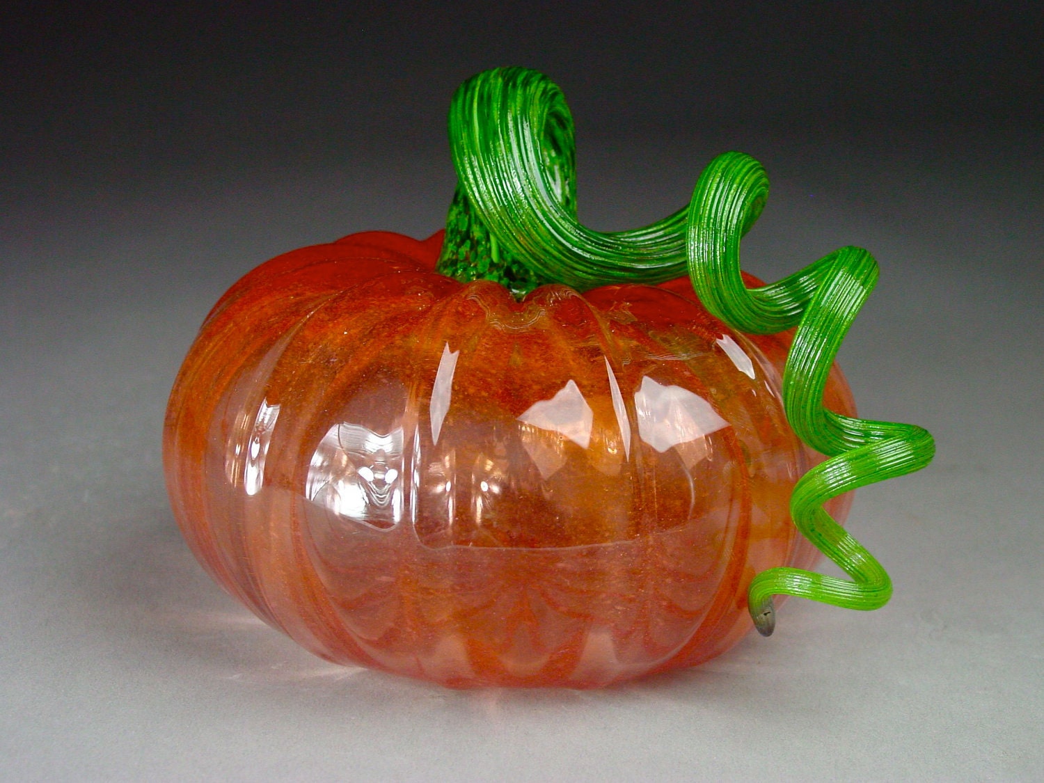 Hand Blown Glass Pumpkin Classic Apricot by dunnikerdesigns