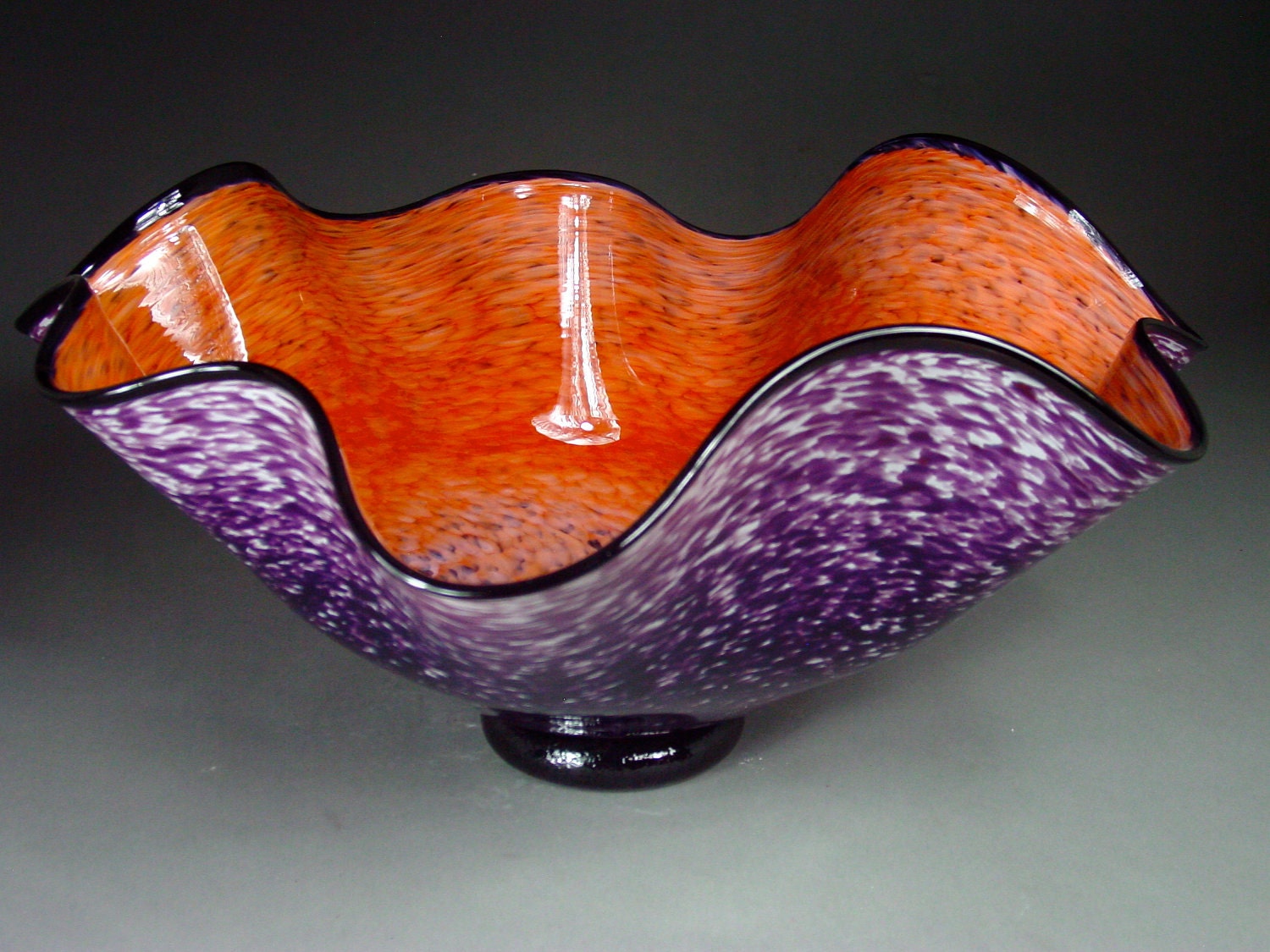 Hand Blown Glass Platter Bowl by dunnikerdesigns on Etsy