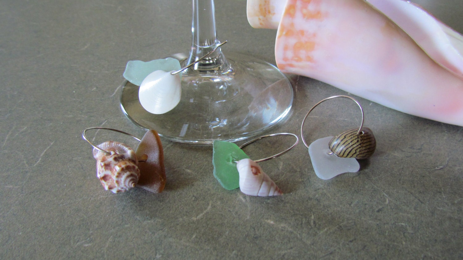 Sea Glass/Seashell Wine Charms