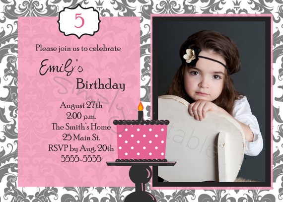 Girls Birthday Invitation with Photo (Printable )Digital File Il_570xn