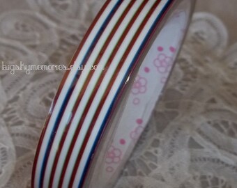 Deco Tape Kawaii Stripes of Red White and Blue 15m