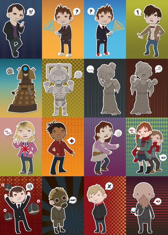 Items Similar To Full Set Of 14 Doctor Who Mini Prints On Etsy