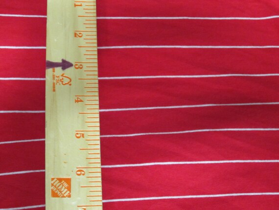 Red and Narrow White Stripe Cotton Lycra Knit FAbric