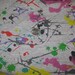 Kids Play Bright Paint Splatter on Grey Cotton Lycra Knit Fabric