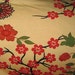 Gorgeous Asian Red Cherry Blossom on Yellow Knit Fabric