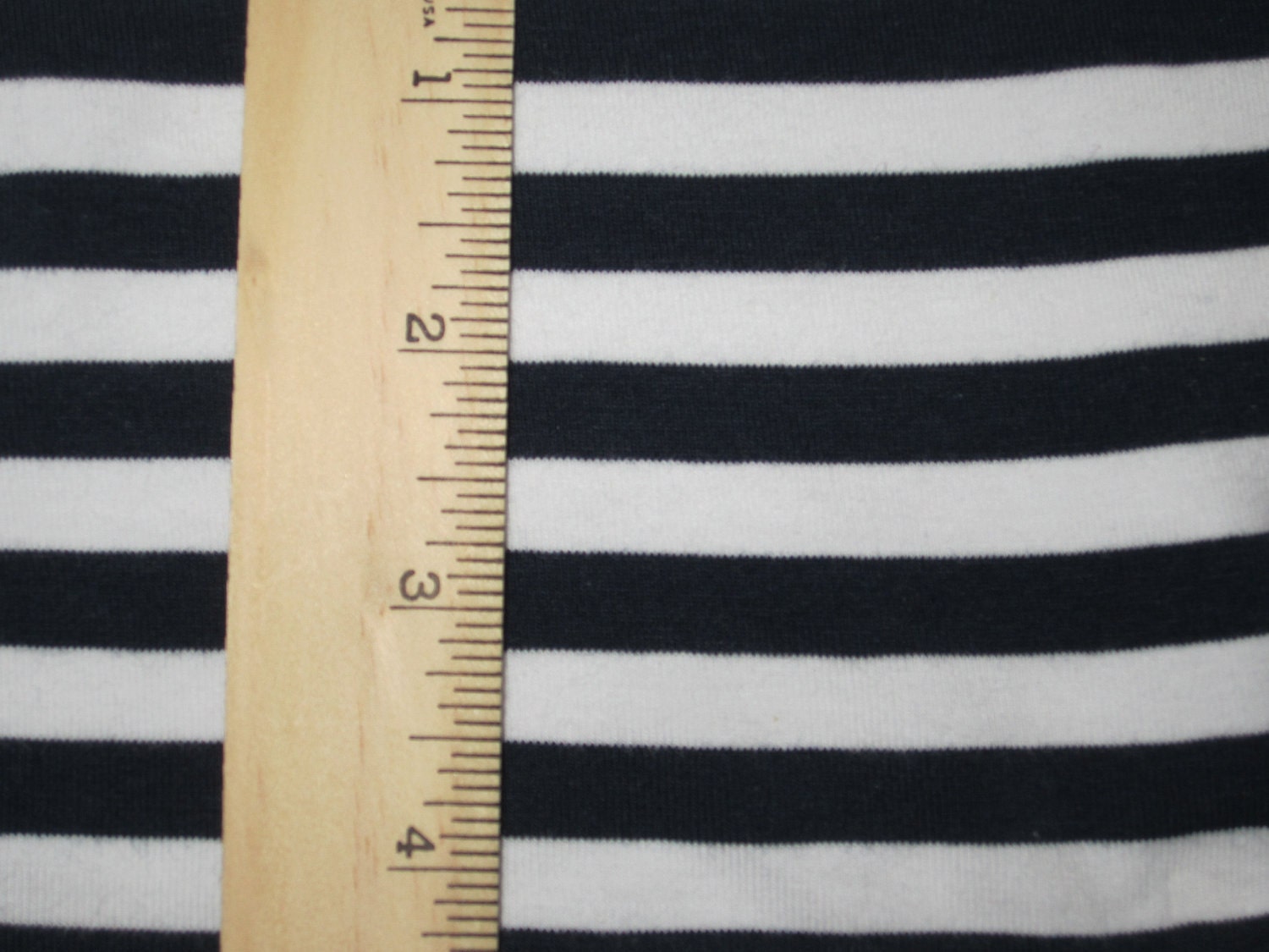 3/8 Navy Blue and White Stripe Cotton Lycra Knit Fabric