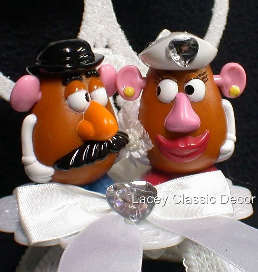 Mr & Mrs Potato Head Wedding cake topper Top 2 Heart