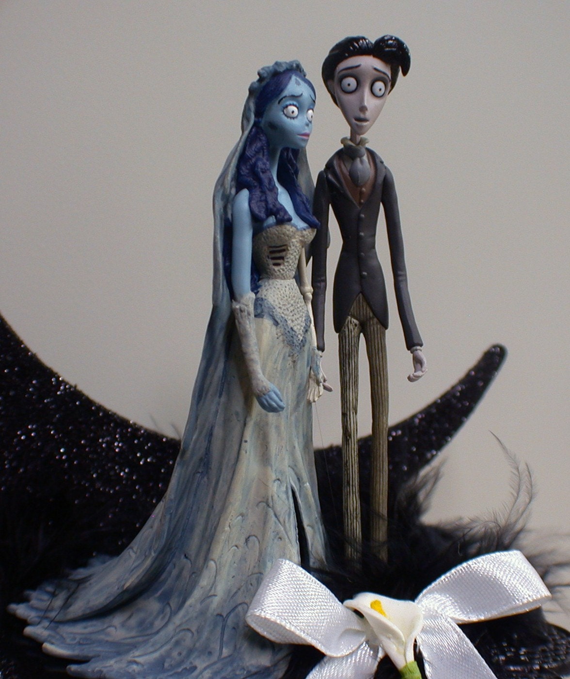 LAST ONE Corpse Bride Wedding Cake topper LOT Glasses knife