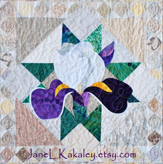 Quilt Pattern PDF Iris Applique Art Quilt Pattern
