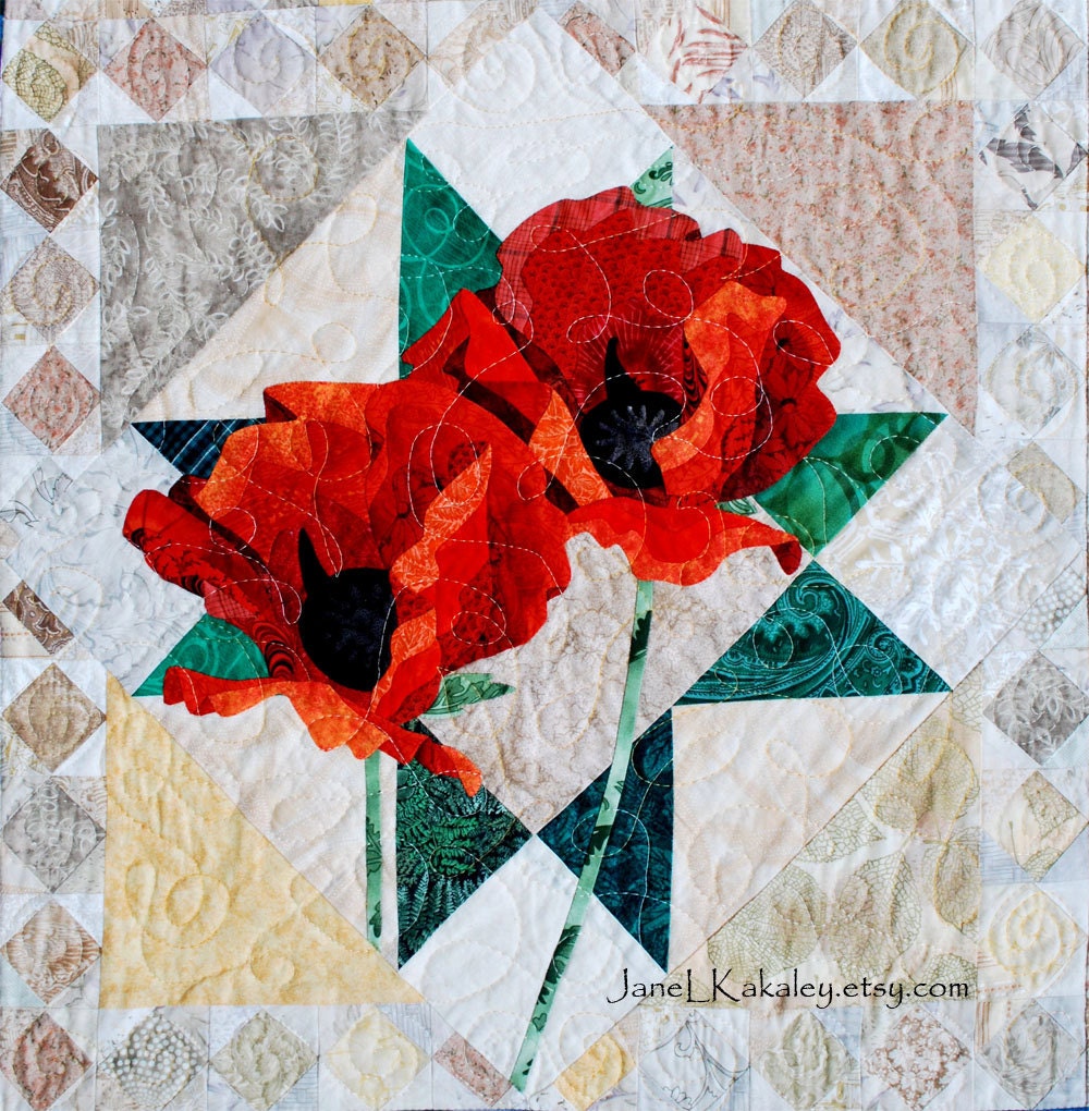 Quilt Pattern Poppies Applique Art Quilt Pattern