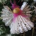 Angel Christmas Tree Ornament White Paper Lace Ribbon Angel Ornament