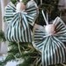 Angel Christmas Ornaments Green and White Paper Ribbon