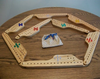 Jokers & Pegs 8 player board game 16" Red Oak