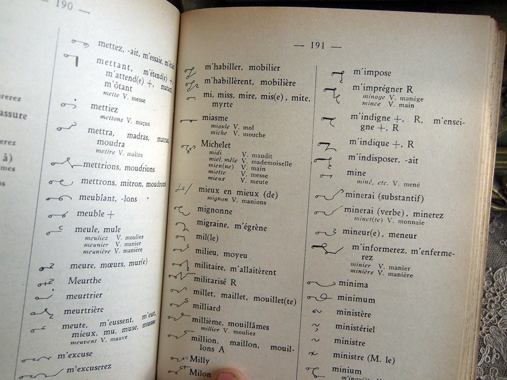 French Dictionary of STENOGRAPHY shorthand writing Book
