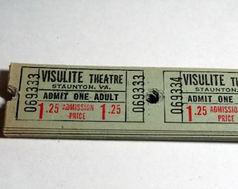 100 Vintage Green Staunton Virginia Movie Theater Tickets - Mixed Media Art Collage Supplies