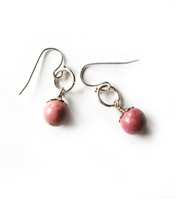 Pastel pink earrings sterling silver hoops spring by ACupOfSparkle