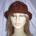 Chocolate Brown Crochet Roll-Brim Flower Hat - FREE SHIPPING to US and Canada